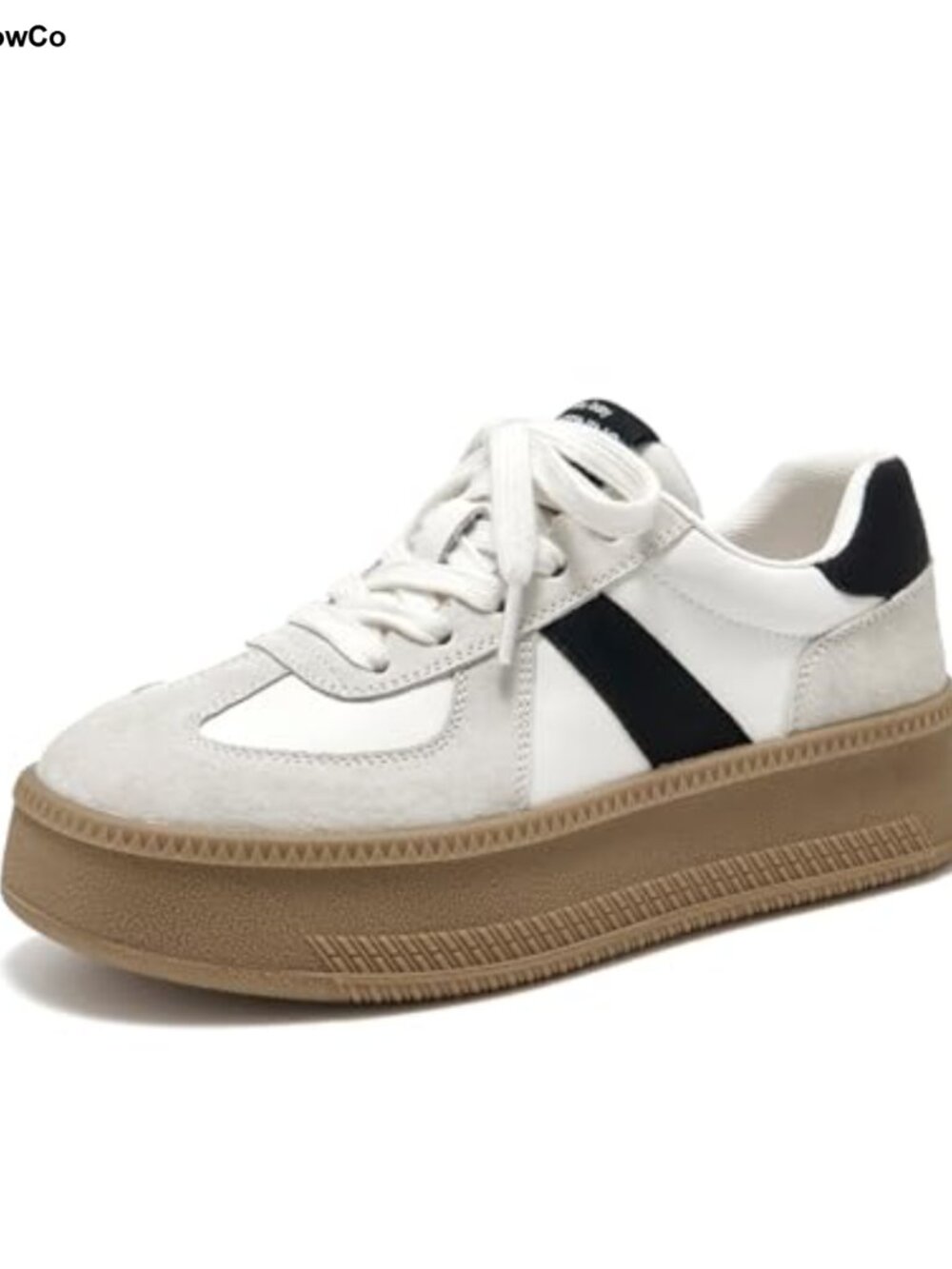 Womens Platform Retro Sneakers Pigskin Leather Lace Up Non-Slip Walking Shoes